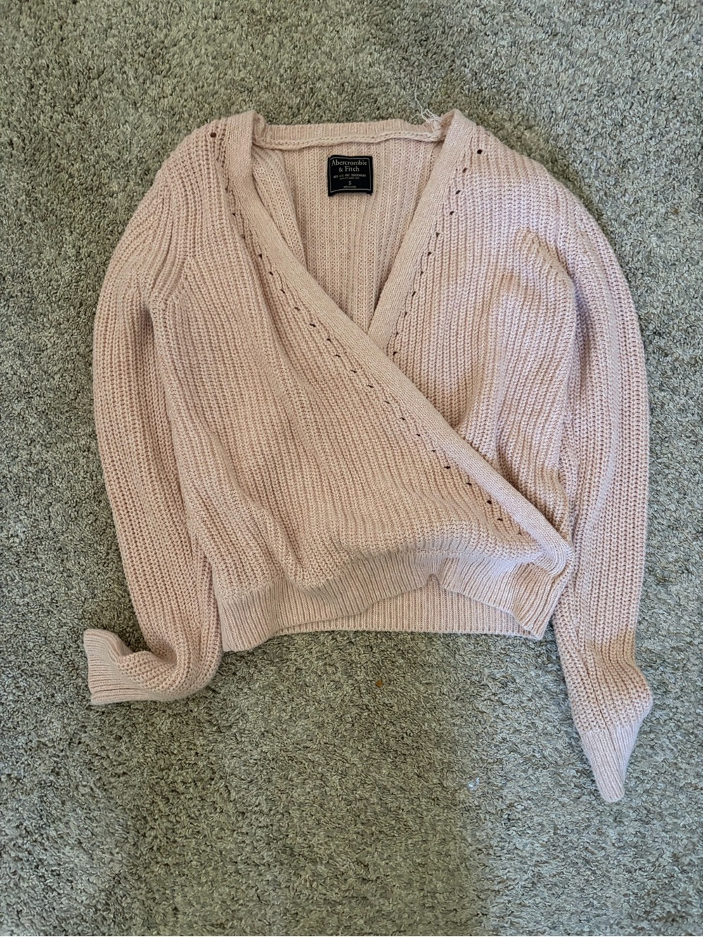 Abercrombie & Fitch Blush Pink Wrap V-Neck Sweater
